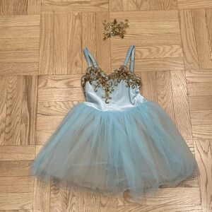Blue and Gold Kids Ballerina Costume Dress